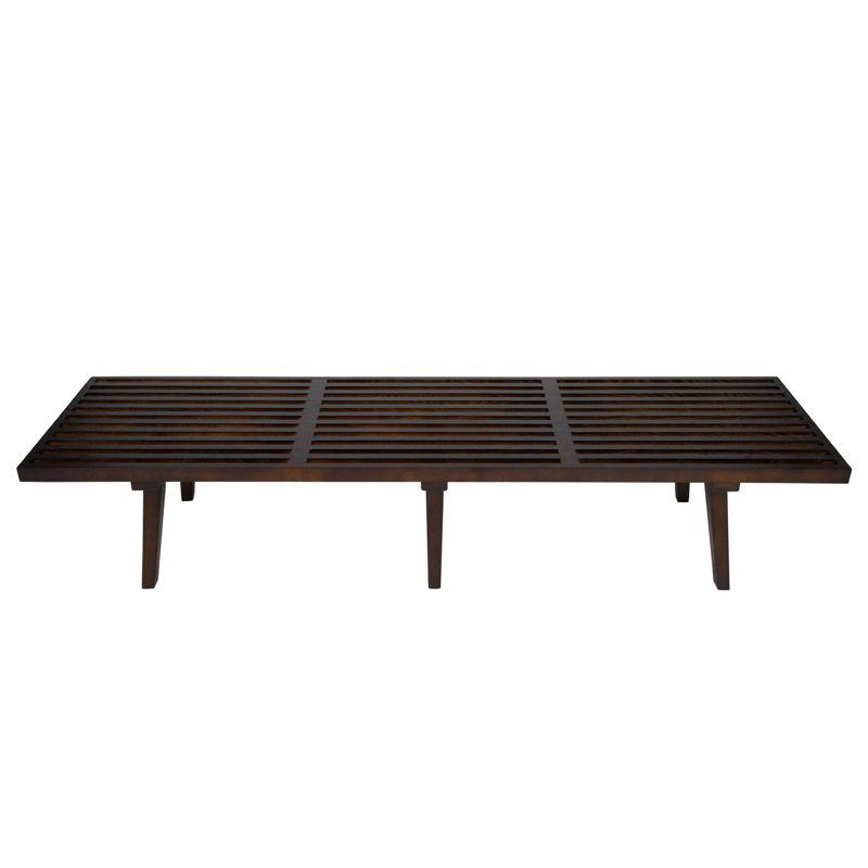 LeisureMod 72" Mid-Century Modern Slatted Wood Entry Bench, Indoor Accent Seating for Hallway or Bedroom