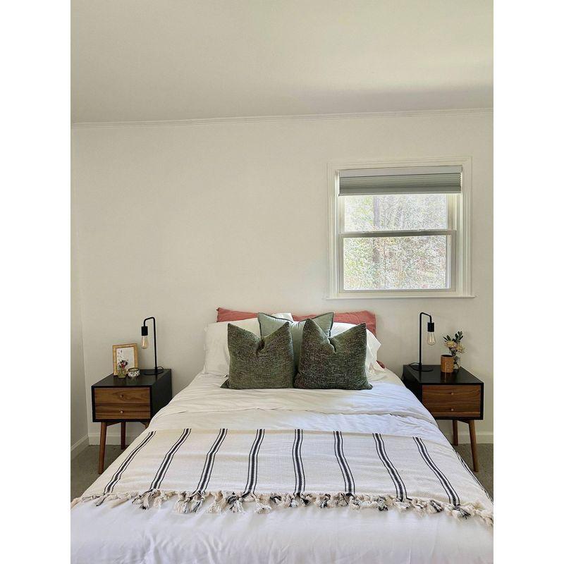 Nathan James Harper Nightstand Acacia Black: Mid-Century Modern with Storage Drawers & Pinewood Legs