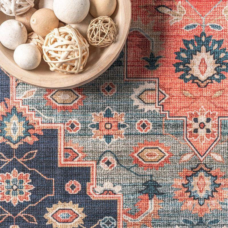 Nuloom Francis Persian Medallion Pet Friendly Machine Washable Area Rug, 4' x 6', Blue
