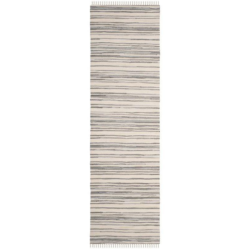 Rag Rug RAR126 Hand Woven Indoor Runner Rug - 2'3"x6' - Ivory/Grey - Safavieh