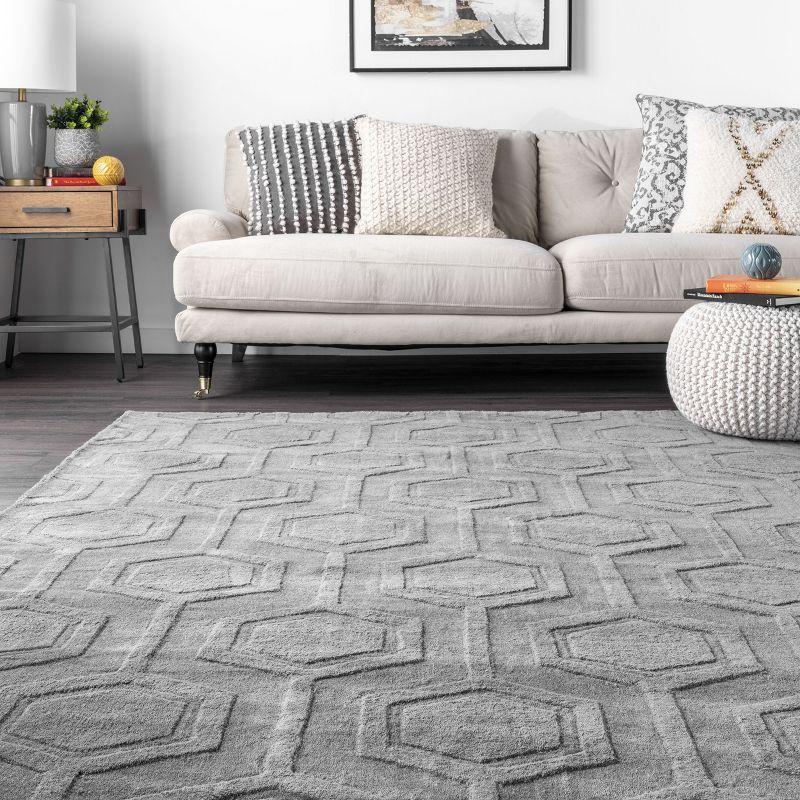 Nuloom Ambrose Geometric 5x8 Wool Indoor Area Rug for Living Room Bedroom Dining Room Kitchen, Grey