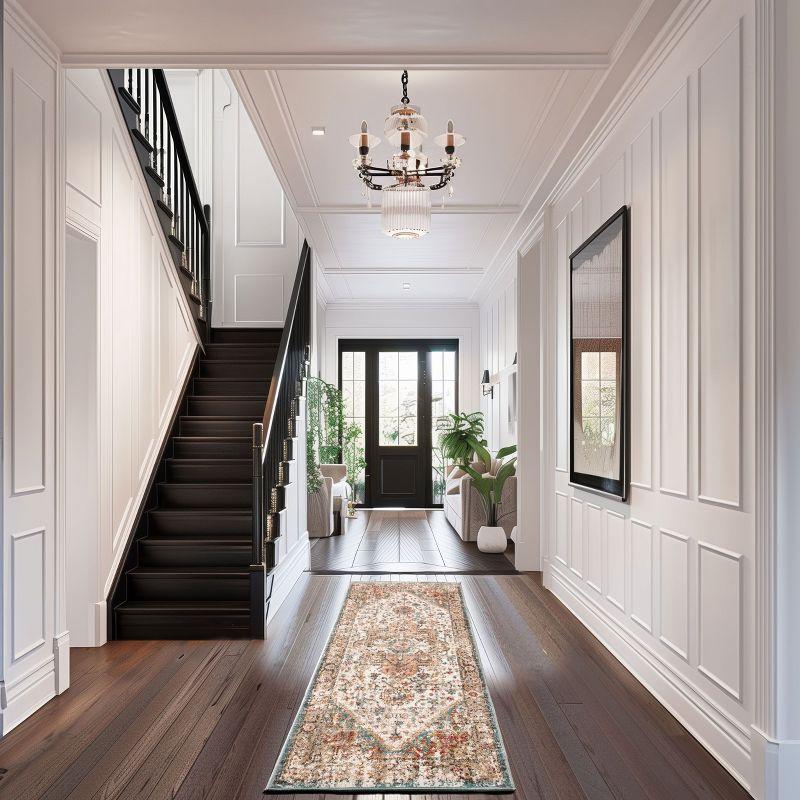 Nuloom 5 Round Justine Vintage Medallion Indoor Area Rug, Beige, Faded Persian Design, Stain Resistant, BedroomLiving Room, Kitchen,