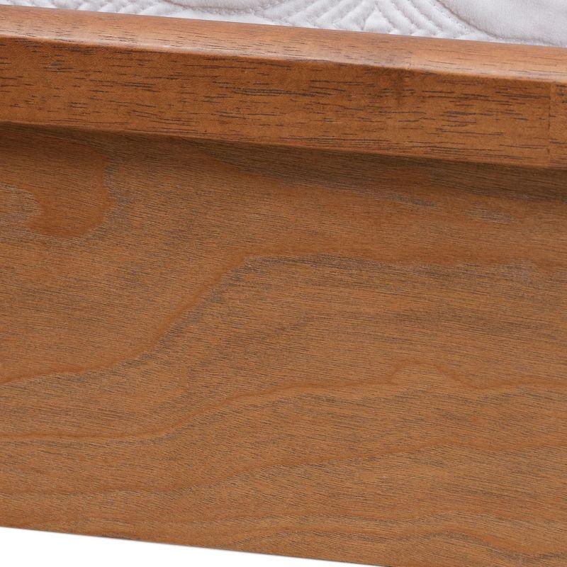 Baxton Studio Blossom Classic and Traditional Ash Walnut Finished Wood and Rattan Queen Size Platform Bed