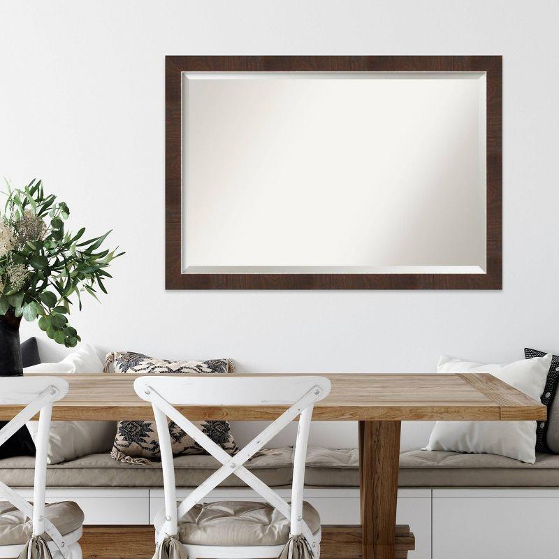 39"x27" Wildwood Narrow Framed Wall Mirror Brown - Amanti Art: Beveled, Rectangular, Polystyrene Frame