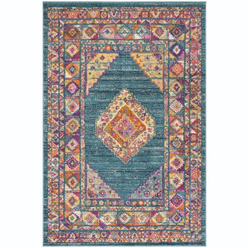 Madison MAD133 Power Loomed Indoor Area Rug - Light Blue/Orange - 6'x9' - Safavieh