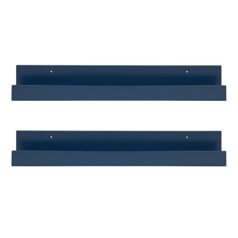 Kate & Laurel All Things Decor 2pc 24" Levie Wood Picture Ledge Wall Shelf Set Navy Blue: MDF Frame, No Assembly Required