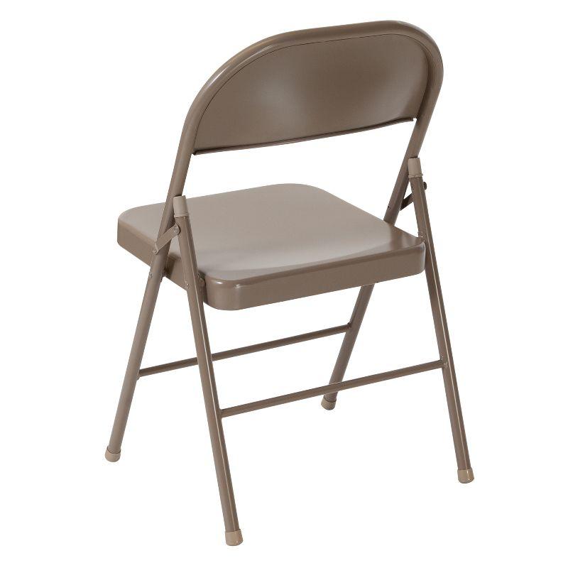 Beige Metal Foldable Reception Chair, 39" Length