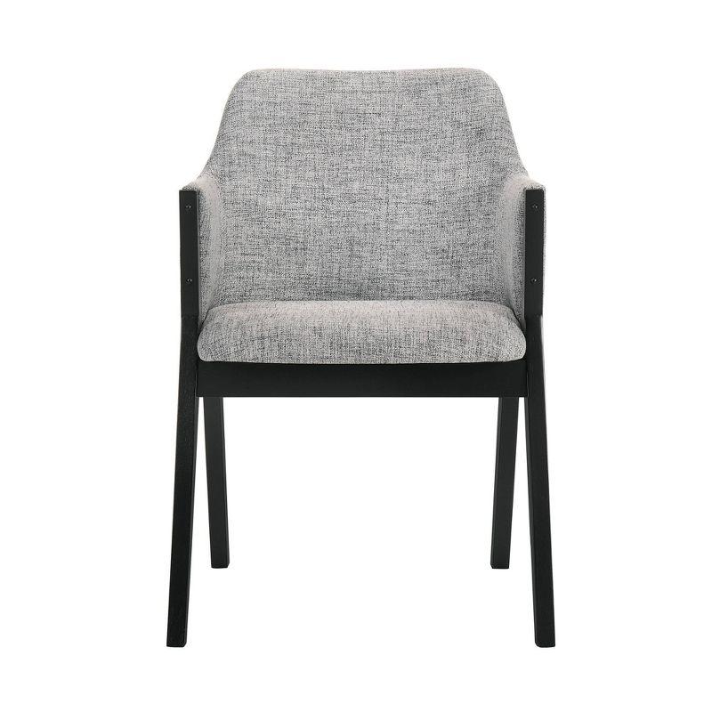 Armen Living Set of 2 Renzo Fabric Wood Dining Chairs Gray/Black: Polyester Upholstery, Foam Fill, Armrests