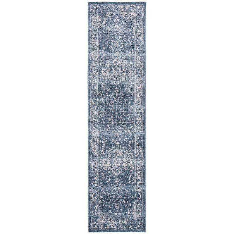 Charleston Heirloom Navy & Creme 2' x 10' Synthetic Runner Rug