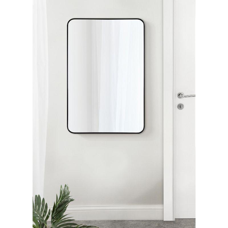 Kate and Laurel Zayda Radius Rectangle Framed Wall Mirror, 24x36, Black
