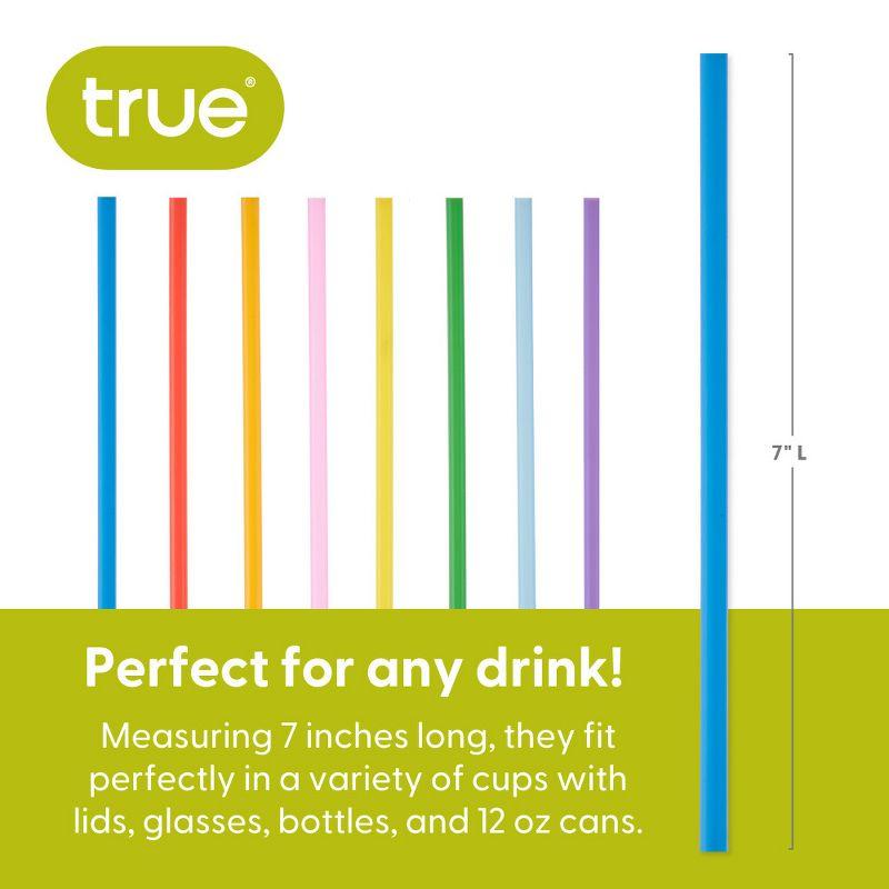 True Colorful Straws, Long Disposable Straws for Cocktails, Smoothies, Iced Coffee, Disposable Party Supplies, Assorted Colors, Set of 100