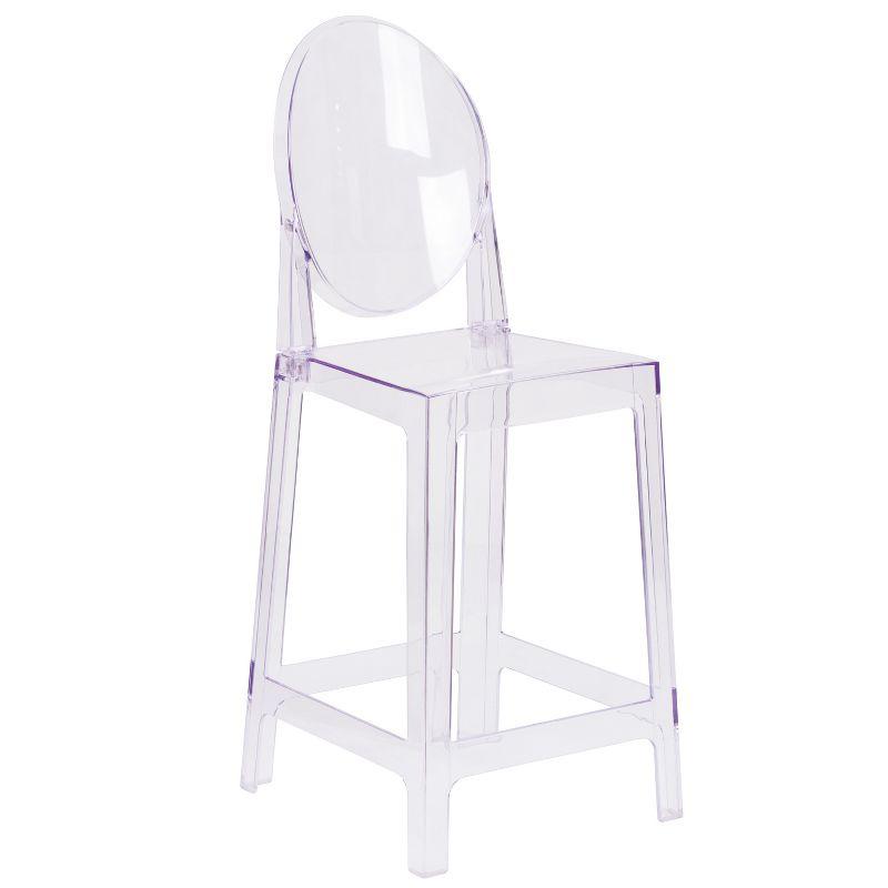 Transparent Crystal Oval Back Counter Stool