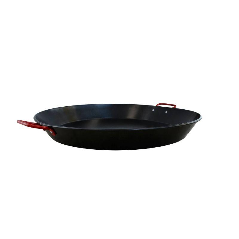 IMUSA 10" Coated Nonstick Paella Pan with Red Handles: Carbon Steel Cookware, Hand Wash, Gas & Electric Compatible