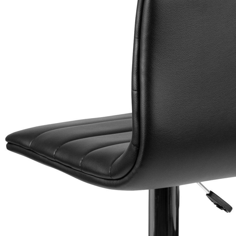 Flash Furniture Modern Black Vinyl Adjustable Bar Stool with Back, Counter Height Swivel Stool with Chrome Pedestal Base