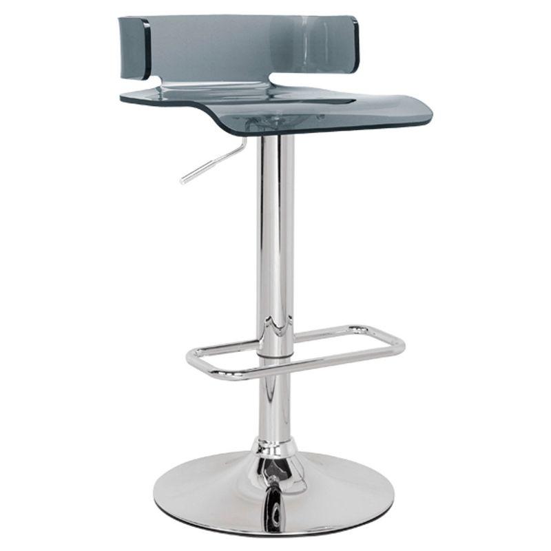 Rania Gray Acrylic and Chrome Adjustable Swivel Bar Stool