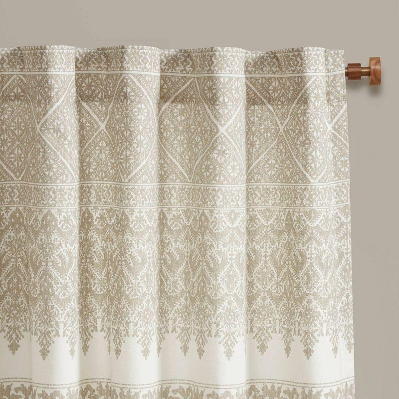 Taupe Cotton Linen Boho Chic Room-Darkening Curtain Panel