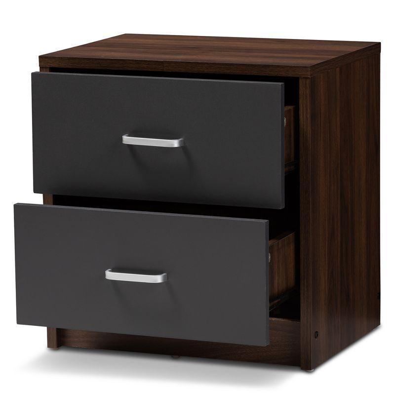 Hansel 2 Drawer and Finished Nightstand Brown/Gray - Baxton Studio