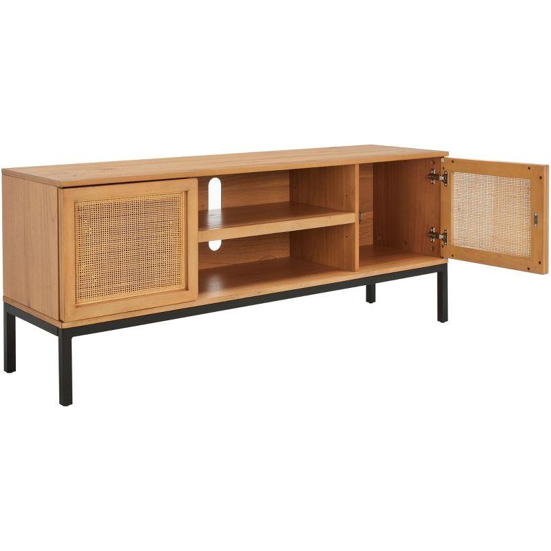Zadie 2 Shelf Rattan Media Stand - MED5009 - Natural/Black - Safavieh