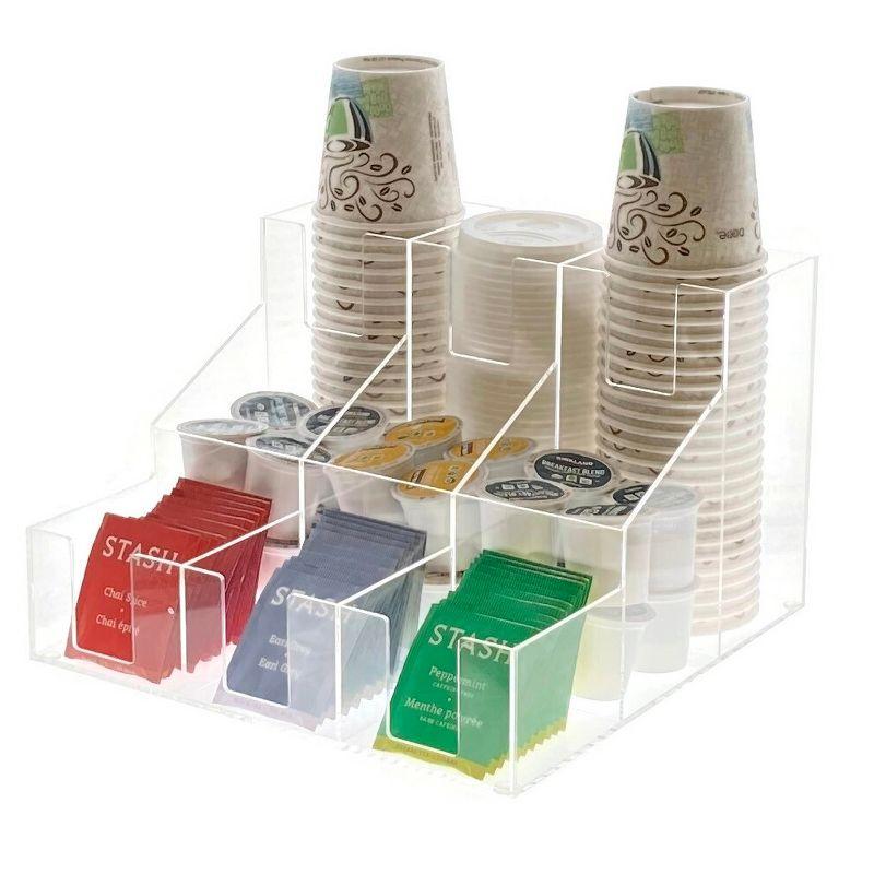 OnDisplay Kona Kai Acrylic Break Room Coffee Station Organizer for Cups/Lids/Sugar/Coffee Pods/Tea and more