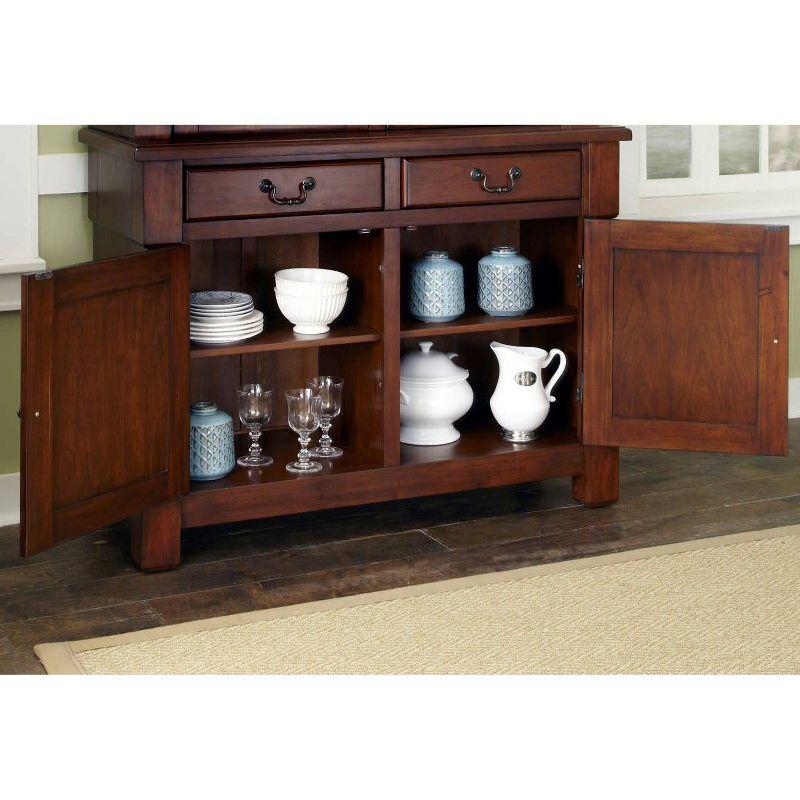 Homestyles Aspen Buffet Brown: Traditional Hardwood Sideboard, Adjustable Shelves, Anti-Tip Hardware