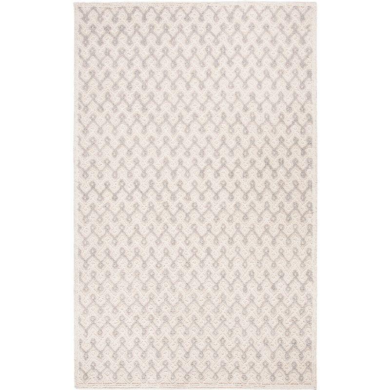 Handmade Gray and Beige Tufted Wool and Viscose Rug, 8' x 10'