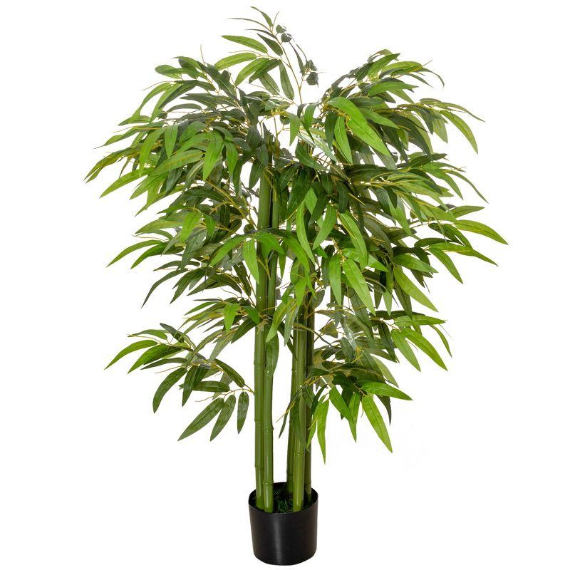 HOMCOM 4.5FT Artificial Bamboo Tree, Faux Decorative Plant in Nursery Pot for Indoor or Outdoor Décor