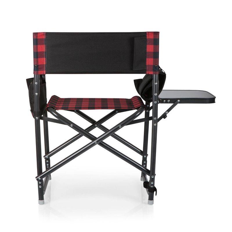 Red & Black Buffalo Plaid Aluminum Outdoor Director's Chair with Side Table