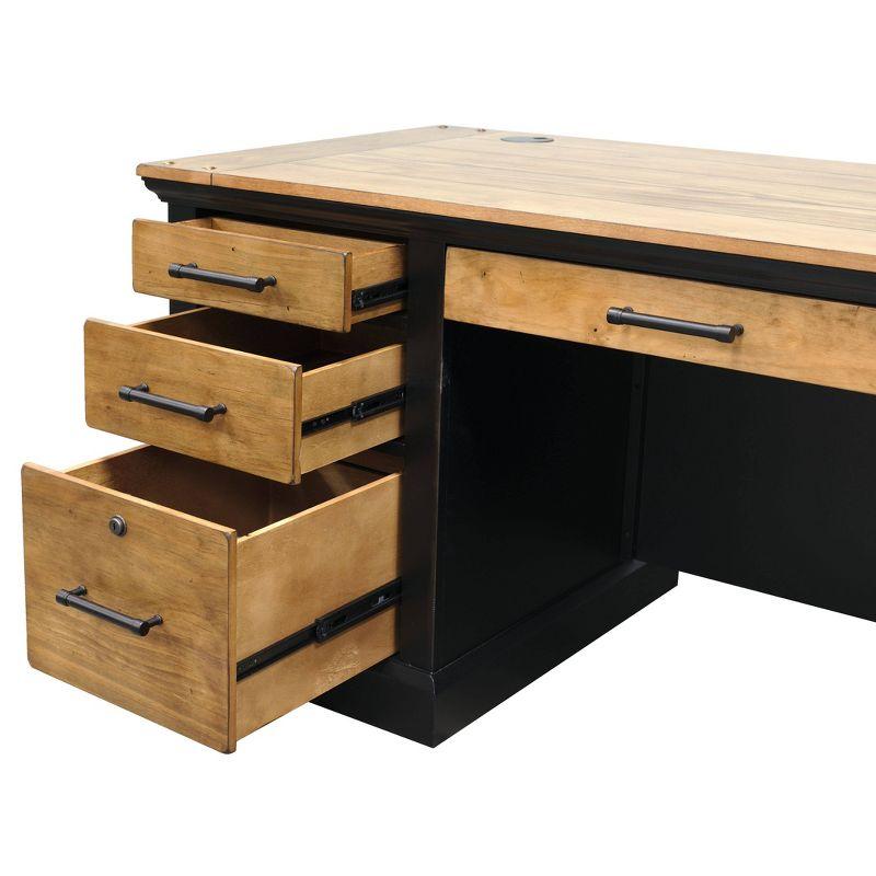 Martin Furniture Toulouse Double Pedestal Desk Honey/Black: Sturdy Wood Executive Office Furniture with Enclosed Storage