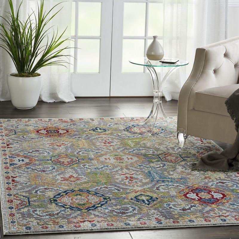 Nourison Global Vintage Traditional Bordered Indoor Area Rug Grey/Multicolor 4' x 6'