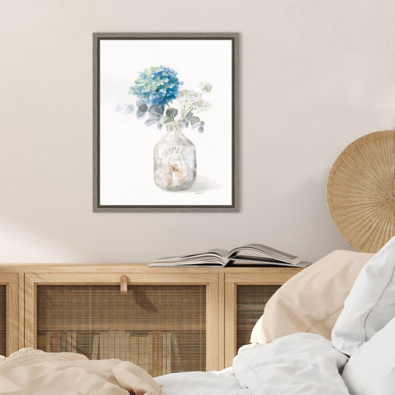 Amanti Art Beach Flowers V (Vase) by Danhui Nai Canvas Wall Art Print Framed 16 x 20-in.