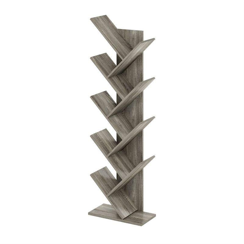 Furinno Tree Bookshelf 9-Tier Bookcase Floor Standing Book Rack Display Stand,French Oak