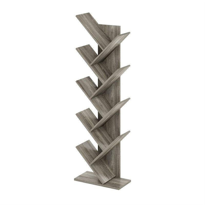 Furinno Tree Bookshelf 9-Tier Floor Standing Tree Bookcase, French Oak,Suitable for A Variety of Spaces