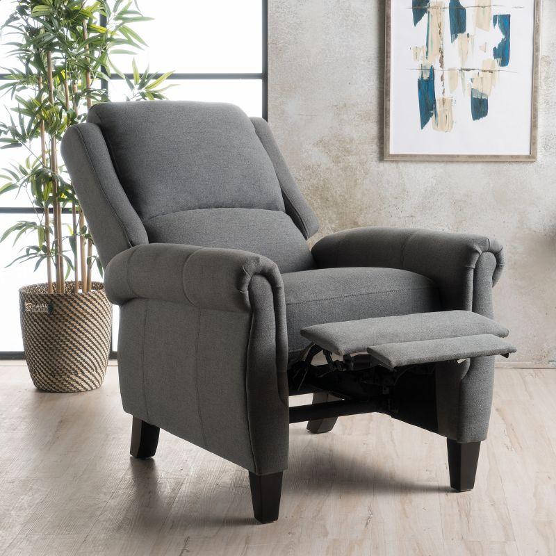 Christopher Knight Home Haddan Recliner - Charcoal : Upholstered Accent Chair, Polyester, Hardwood Frame