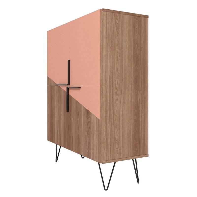 43.7" Beekman Low Cabinet Brown/Pink - Manhattan Comfort: Metal Legs, 4 Shelves, Accent Furniture