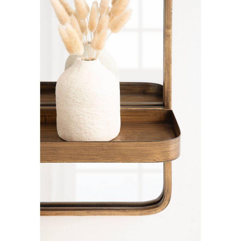 Kate & Laurel All Things Decor 11"x24" Estero Wall Rectangle Mirror with Shelf Gold: Mid-Century Modern, Wall-Mounted Storage