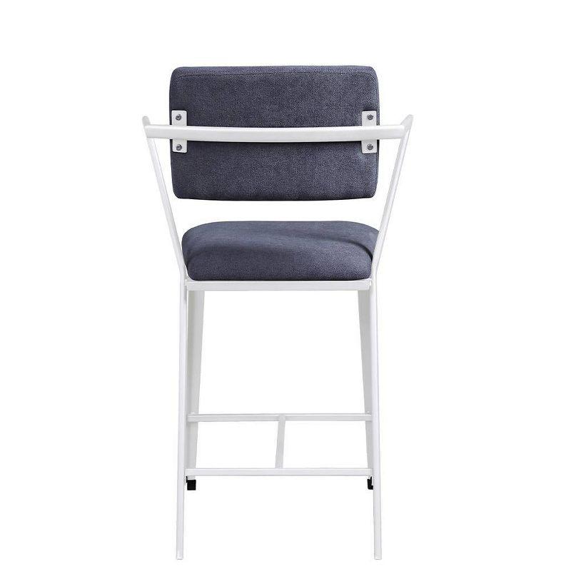 Cargo 24" Counter Height Barstool Gray Fabric and White - Acme Furniture: Cotton Upholstery, Metal Frame, Adjustable Height