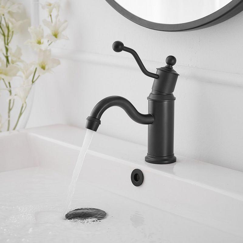 BWE Single Hole Single-Handle Bathroom Faucet Vanity Sink Basin Mixer Tap Antique in Matte Black