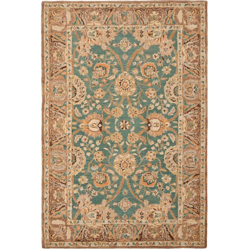Anatolia AN558 Hand Tufted Indoor Area Rug - Teal/Camel - 6'x9' - Safavieh