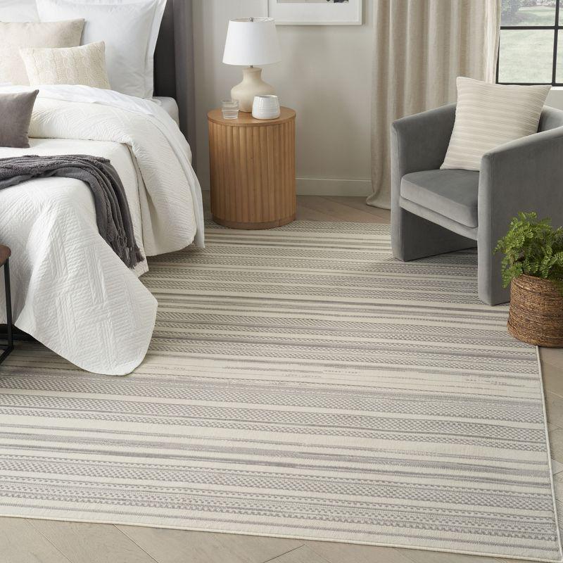 Nourison Grafix Abstract Striped Indoor Rug Ivory Grey 5'3" x 7'3"