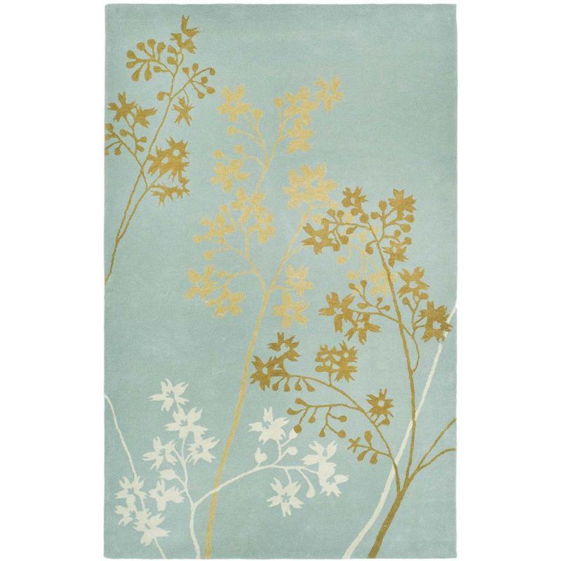 Hand-Tufted Elysian Light Blue Wool-Viscose 42" Square Area Rug