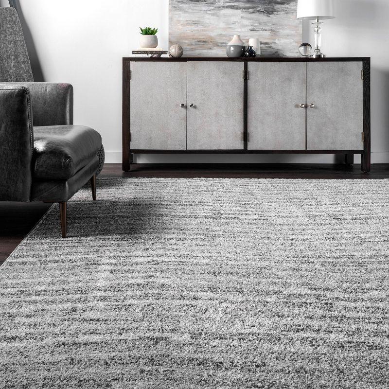5'x8' Sherill Ripple Modern Abstract Living Room or Bedroom Area Rug Gray - nuLOOM: Stain-Resistant, Low Pile, Indoor Use