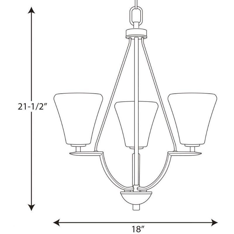 Progress Lighting Bravo 3-Light Chandelier, Antique Bronze, White Etched Glass