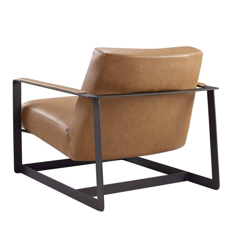 Seg Upholstered Vinyl Accent Chair Tan - Modway: Faux Leather, Wood Frame, Living Room Armchair