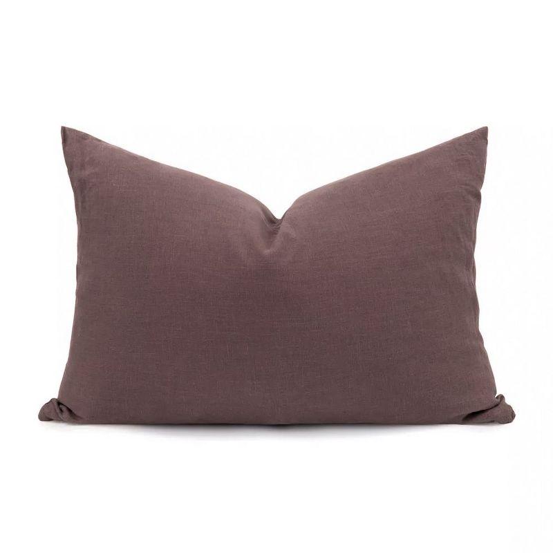 French Linen Decorative Throw Pillow - 22" x 15" - Clove | Bokser Home