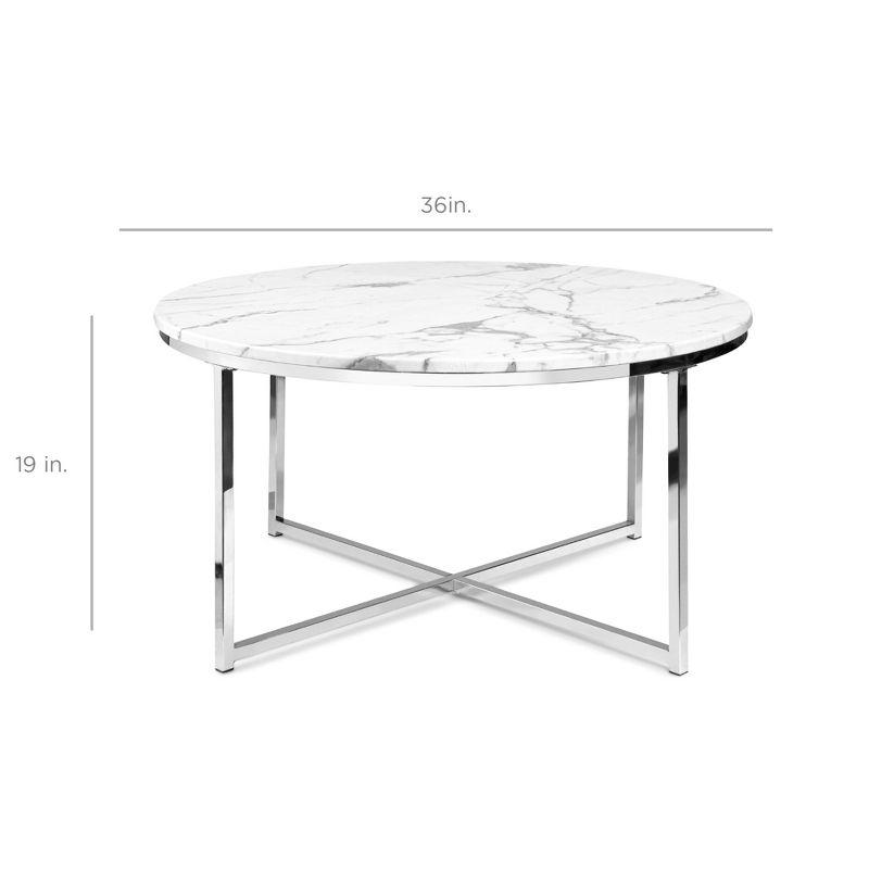 Best Choice Products 36in Faux Marble Modern Round Living Room Accent Coffee Table w/ Metal Frame