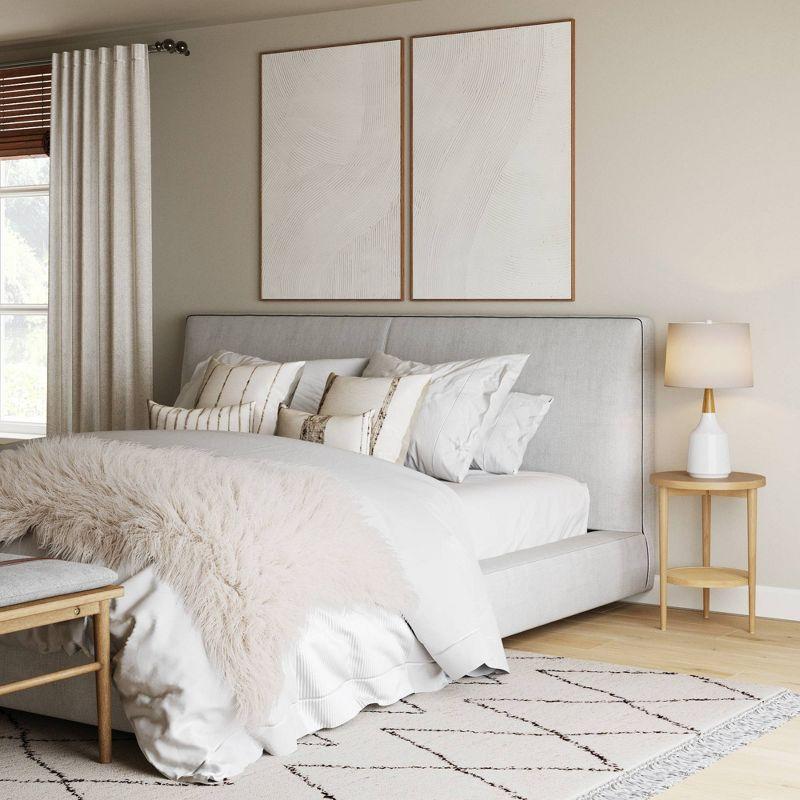 Sonia Wood and Rattan Round Warm Pine - Nathan James: Chic Bohemian 2-Tier End Table