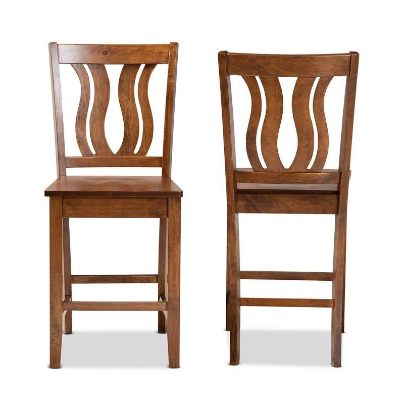 Fenton 42.5" Walnut Brown Wood Counter Stools Set