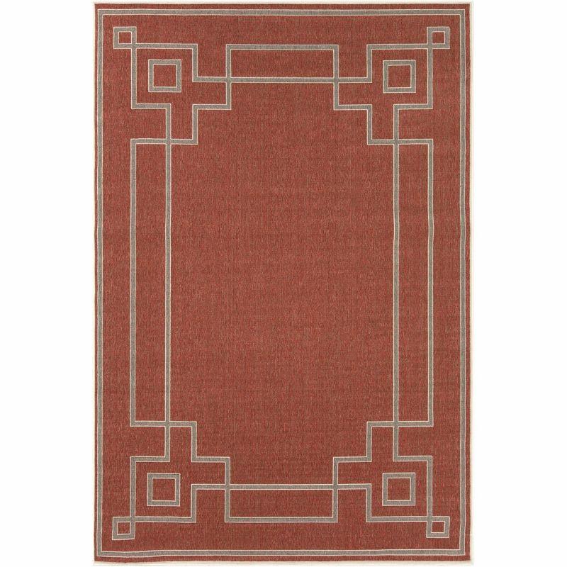 Amherst Machine Woven Geometric Rust Red Area Rug