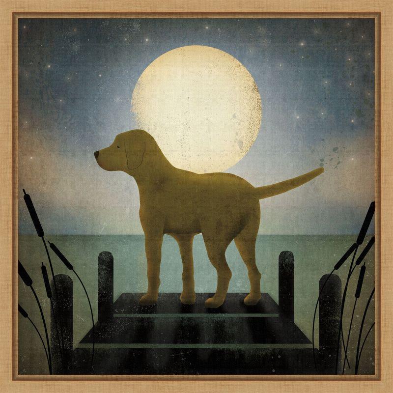 Moonrise Yellow Dog Framed Canvas Wall Art