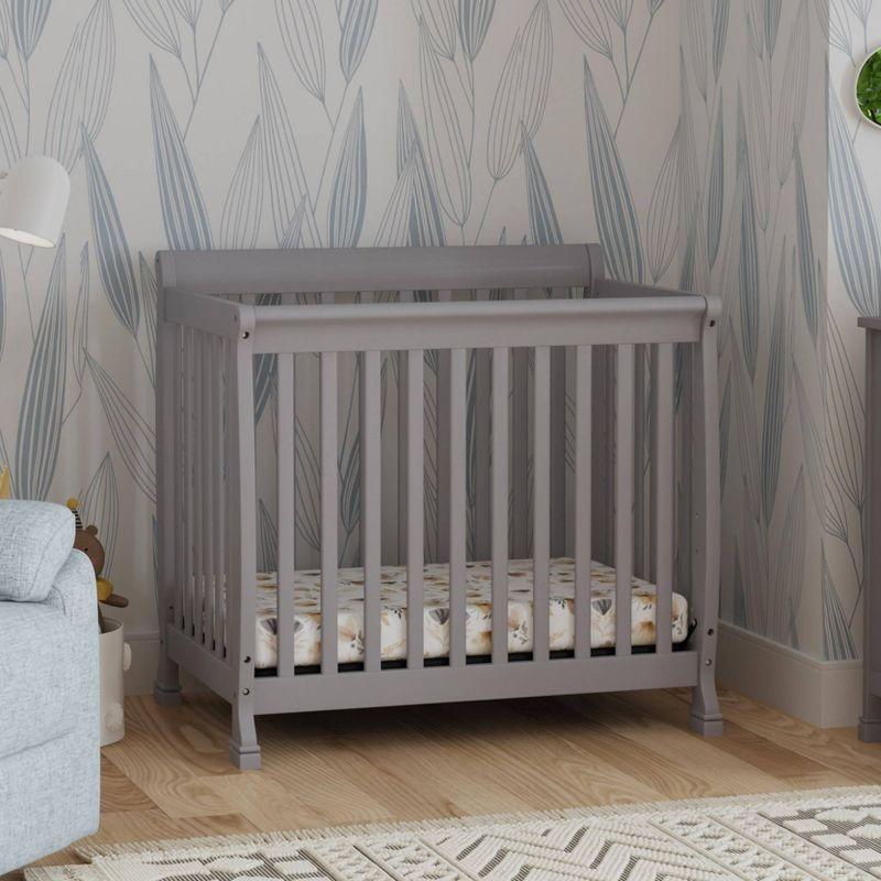 Gray Convertible Mini Crib with Twin Bed Option